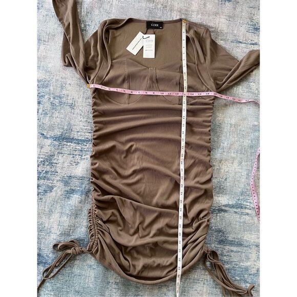 NWT! Cider Brown Ribbed Knit Ruched Side Long Sleeve Dress 1XL - Picture 5 of 6